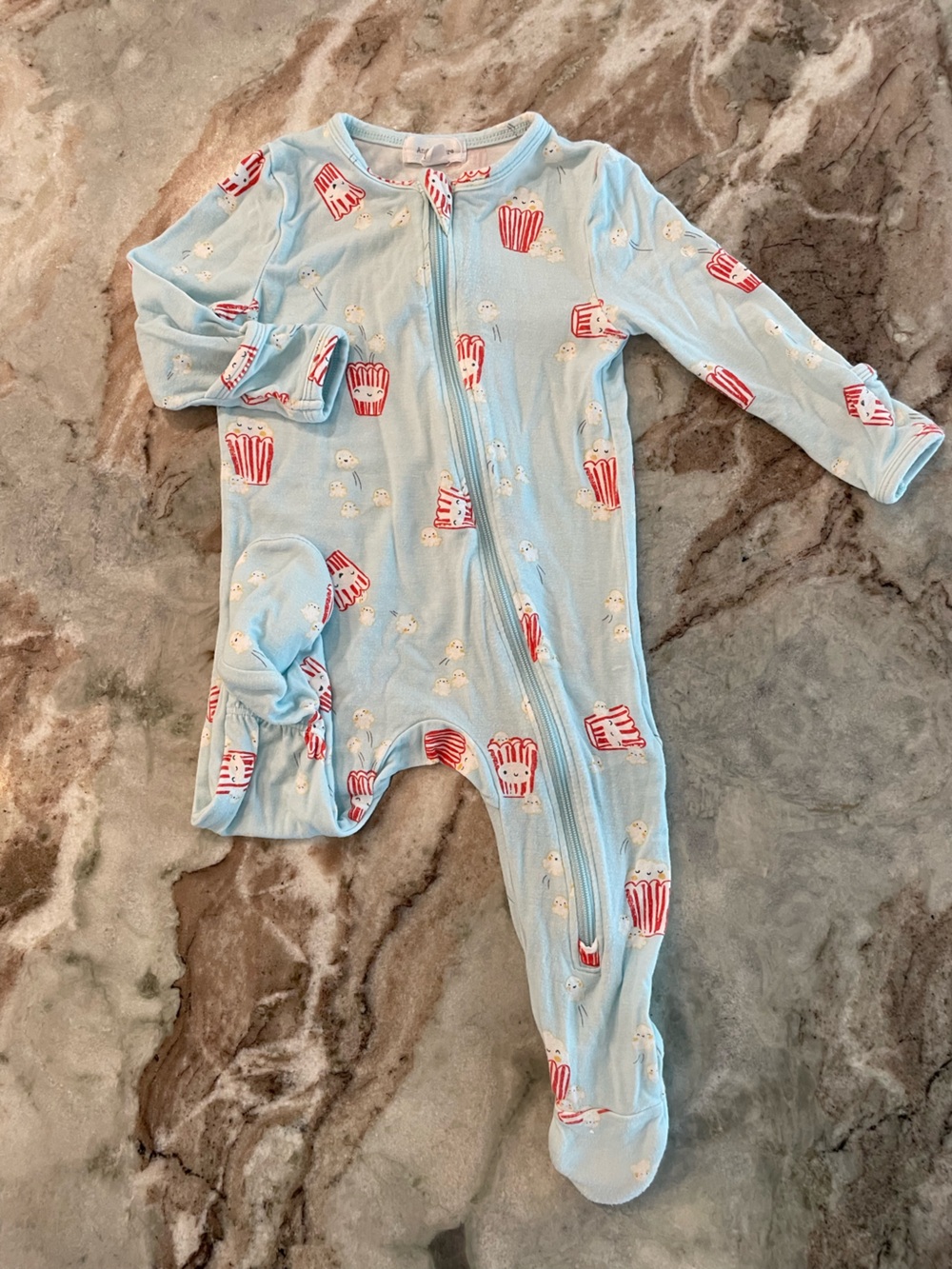 Angel Dear Bamboo Zipper Sleeper Footie Popcorn Pajamas 3-6 Months